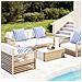 Cuscini Decorativi 4pz Strisce Blu E Bianco 65x65x16 Cm Tessuto - Foto miniatura 1