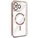 Cover Magsafe Per Iphone 14 Pro Max Silicone Protezione Camera Bordo Rose Gold - Foto miniatura 5