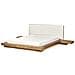 Letto Matrimoniale Legno Chiaro Con Testata In Bouclé Con Led 160 X 200 Cm Zen - Foto miniatura 4