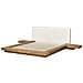 Letto Matrimoniale Legno Chiaro Con Testata In Bouclé Con Led 160 X 200 Cm Zen - Foto miniatura 5