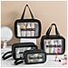 Grande Borsa Da Toilette In Pelle Pu Impermeabile Da Viaggio Organizer Black - Foto miniatura 2