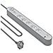 E-type 800 Joule 5-plug Lightning Protection Cavo Di Prolunga Con Porte Usb-a E Usb-c 1,5m, Argento - Foto miniatura 1