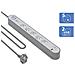 E-type 800 Joule 5-plug Lightning Protection Cavo Di Prolunga Con Porte Usb-a E Usb-c 1,5m, Argento - Foto miniatura 2