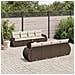 Set Divani Da Giardino 9pz Con Cuscini Marrone In Polyrattan - Foto miniatura 1