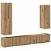 Set Mobile Tv 4 Pz Montato A Parete Rovere In Legno Multistrato - Foto miniatura 2