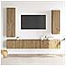 Set Mobile Tv 4 Pz Montato A Parete Rovere In Legno Multistrato - Foto miniatura 3