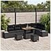 Set divano da giardino  9 pezzi con cuscini Nero Polyrattan Acacia, Divano da giardino 2 posti  con ripostiglio e cuscini Nero Polyrattan, Set da pranzo da giardino  3 pezzi con cuscini Nero Polyrattan Acacia - Foto miniatura 2