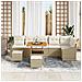Set Divano da Giardino con Cuscini Beige Polyrattan Acacia 9 Pezzi,  Divano da Giardino con Cuscini Beige Polyrattan 2 Posti,  Set da Pranzo per Giardino con Cuscini Beige Polyrattan Acacia 3 Pezzi - Foto miniatura 3
