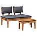 Set Panchina da Giardino a 2 Pezzi in Legno Massello di Teak - Foto miniatura 7