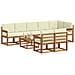 Set di divani da esterno con cuscino 9 pcs Naturale e Crema - Foto miniatura 3