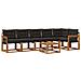 Set di divani da esterno con cuscino 7 pcs Naturale e Nero - Foto miniatura 1