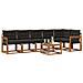 Set di divani da esterno con cuscino 7 pcs Naturale e Nero - Foto miniatura 3
