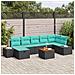 Set Divano da Giardino 8 pz Nero Poly Rattan - Foto miniatura 4