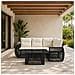 Set Divano da Giardino 5 pz Nero e Bianco Crema polyrattan - Foto miniatura 10