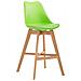 Sgabello Design Cannes in Similpelle E Polipropilene I Sgabello Bar Telaio in Legno di Quercia I Sedia Cucina con Poggiapiedi Verde Natura - Foto miniatura 1