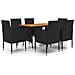 Set Da Pranzo Per Esterni 7 Pz In Polyrattan Nero - Foto miniatura 1
