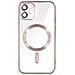 Cover Magsafe Per Iphone 11 Silicone Protezione Camera Bordo Cromato Rose Gold - Foto miniatura 1