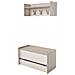 Mobile Da Ingresso Brionia, Entratina Moderna Con Appendiabiti, Mobile Con Scarpiera, Armadietto Multifunzione, Cm 50x32h182, Rovere E Bianco - Foto miniatura 2