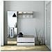 Mobile Da Ingresso Brionia, Entratina Moderna Con Appendiabiti, Mobile Con Scarpiera, Armadietto Multifunzione, Cm 50x32h182, Rovere E Bianco - Foto miniatura 4