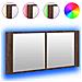 Armadietto Specchio Con Led Da Bagno Rovere Marrone 100x12x45cm - Foto miniatura 1