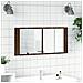 Armadietto Specchio Con Led Da Bagno Rovere Marrone 100x12x45cm - Foto miniatura 2