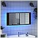 Armadietto Specchio Con Led Da Bagno Rovere Marrone 100x12x45cm - Foto miniatura 3