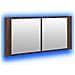 Armadietto Specchio Con Led Da Bagno Rovere Marrone 100x12x45cm - Foto miniatura 4