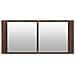 Armadietto Specchio Con Led Da Bagno Rovere Marrone 100x12x45cm - Foto miniatura 6