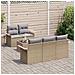 Set Divano Giardino 6 Pezzi con Cuscini Beige Polyrattan, Divano Giardino 2 Posti con Storage e Cuscini Beige Polyrattan - Foto miniatura 3