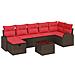 Set di divani con cuscino 8 pcs Marrone e Rosso polyrattan - Foto miniatura 1