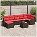 Set di divani con cuscino 8 pcs Marrone e Rosso polyrattan - Foto miniatura 2