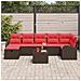 Set di divani con cuscino 8 pcs Marrone e Rosso polyrattan - Foto miniatura 3