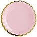 Partydeco - 6 Piattini In Cartone Rosa Bordo Oro 18 Cm - Foto miniatura 1