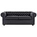 Set Di Divano E Poltrona In Pelle Nero Chesterfield - Foto miniatura 2