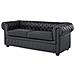Set Di Divano E Poltrona In Pelle Nero Chesterfield - Foto miniatura 3