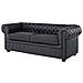 Set Di Divano E Poltrona In Pelle Nero Chesterfield - Foto miniatura 14