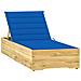 Lettino da Giardino con Cuscino Blu Royal Legno Pino Impregnato - Foto miniatura 1