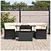 Set Divano da Giardino 7 Pezzi con Cuscini Nero Polirattan - Foto miniatura 3