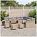 Set Divano da Giardino con Cuscini Beige Polyrattan Acacia da 13 Pezzi,  Set da Pranzo da Giardino con Cuscini Beige Polyrattan Acacia da 4 Pezzi - Foto miniatura 3