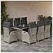 Set Pranzo da Giardino 9pz con Cuscini Grigio Chiaro Polyrattan - Foto miniatura 2