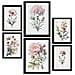 Set Di 6 Stampe Fiori Rosa Chiaro Stampe Naturalistiche E Botaniche A Colori Con Motivi Floreali Su Sfondi Bianco Puro A3 & A4 Cornice Nera - Foto miniatura 1