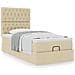 Struttura Letto Pouf con Materasso Crema 80x200 cm in Tessuto - Foto miniatura 4