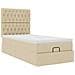 Struttura Letto Pouf con Materasso Crema 80x200 cm in Tessuto - Foto miniatura 6