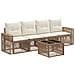 Set Divano da Giardino 5 pcs Beige e Bianco Crema polyrattan - Foto miniatura 1