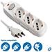 62090 Multipresa tripla polivalente (schuko + 10/16A) con interruttore - cavo 3 m bianco - Foto miniatura 3
