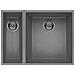 Lavello Quadra 150 Keratek Plus Sottotop 56x44 cm 2 vasche Colore Light Grey 97 - Foto miniatura 1