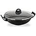 Le Cotture Speciali Wok Con Coperchio In Vetro Temperato, Diametro Cm 32, Alluminio Pressofuso Con Rivestimento Marmotech A 5 Strati. Made In Italy. - Foto miniatura 1