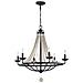 Lampadario Classico Nori Acciaio Zinco Scuro Anticato Legno Grigio 6 Luci E14 - Foto miniatura 1