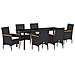 Set da pranzo da giardino  da 7 pezzi con cuscini Rattan sintetico nero, Tavolo da giardino  nero 200x80x73 cm con vetro temperato - Foto miniatura 1