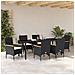 Set da pranzo da giardino  da 7 pezzi con cuscini Rattan sintetico nero, Tavolo da giardino  nero 200x80x73 cm con vetro temperato - Foto miniatura 4
